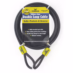 8m Double Loop Steel Cable -  double loop steel cable x sterling 8mm 25m security bike lock coated