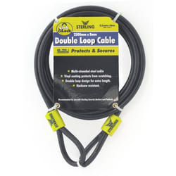 8m Double Loop Steel Cable -  double loop steel cable x sterling 8mm 25m security bike lock coated