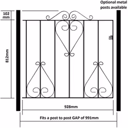 Classic Scroll Metal Garden Gate 914mm High - 991mm Gap X 914mm High