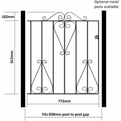 Classic Scroll Metal Garden Gate 914mm High - 838mm Gap X 914mm High