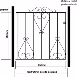 Classic Scroll Metal Garden Gate 914mm High - 914mm Gap X 914mm High