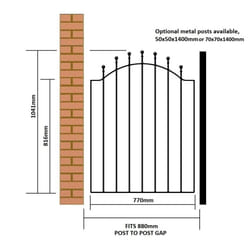 Weston Single Metal Ball-Top Garden Gate galvanised - 850-910mm GAP X 1041mm High