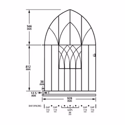 Abbey Modern Low Bow Garden Gates galvanised metal - 991mm GAP X 1378mm High