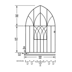 Abbey Modern Low Bow Garden Gates galvanised metal - 991mm GAP X 1378mm High