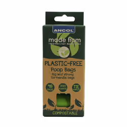 Ancol Made From Plastic Free Poo Bags 4 x Refill Strong Tie Handles