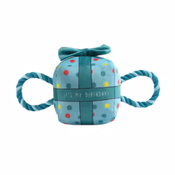 Ancol Its My Birthday Present Small 20cm Blue Soft Plush With A Squeak