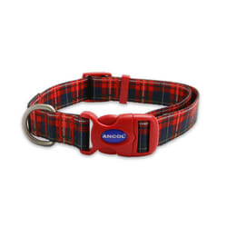 Ancol Tartan Patterned Round Dog Collar Secure Fit Soft Comfortable Stylish Pet Puppy Leash Large