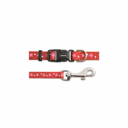 Small Bite Collar & Lead Set Stars Red