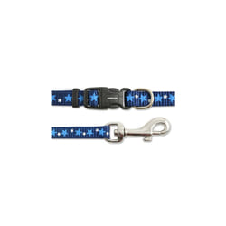 Small Bite Collar & Lead Set Stars Blue