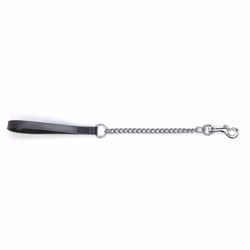 Heritage Chain Lead With Leather Handle Heavy Black 90cm