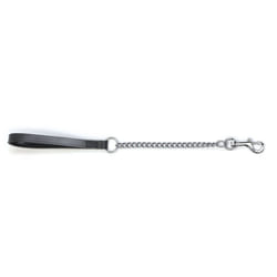 Heritage Chain Lead With Leather Handle Heavy Black 90cm