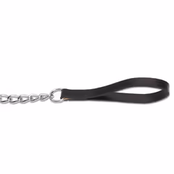Heritage Chain Lead With Leather Handle Xheavy Black 80cm