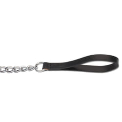 Heritage Chain Lead With Leather Handle Xheavy Black 80cm