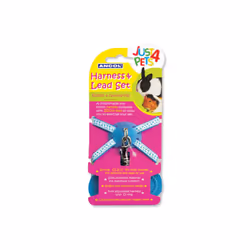 Just 4 Pets Rabbit & Small Animal H'ness&lead Set Blue Polka