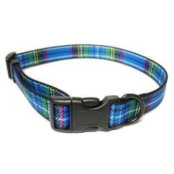 Indulgence Nylon Adjustable Collar Tartan Blue 20-30cm Sz 1-2