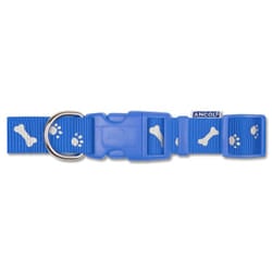 Indulgence Nylon Adjustable Collar Paw N Bone Blue 20-30cm Sz 1-2