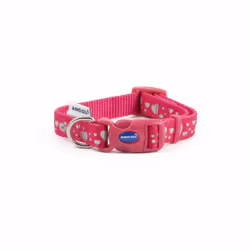 Fashion Adjustable Nylon Collar Pink Reflective Hearts 20-30cm