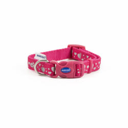 Fashion Adjustable Nylon Collar Pink Reflective Hearts 20-30cm