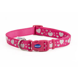 Fashion Adjustable Nylon Collar Pink Reflective Hearts 45-70cm