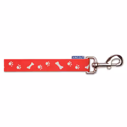 Indulgence Nylon Lead Paw N Bone Red 19mm X1m