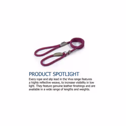 Viva Reflective Rope And Real Leather Slip Lead. 120X 1Cm. Red