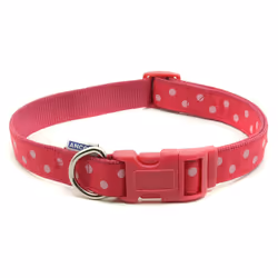 Indulgence Nylon Adjustable Collar Vintage Polka Raspberry & Pink 20-30cm Sz 1-2