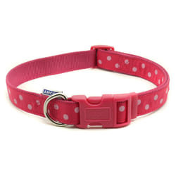 Indulgence Nylon Adjustable Collar Vintage Polka Raspberry & Pink 20-30cm Sz 1-2