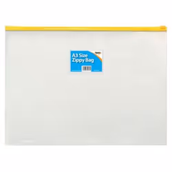 Tiger Zippy Bag Polypropylene A3 180 Micron Clear with Assorted Colour