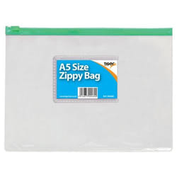 Tiger Zippy Bag Polypropylene A5 180 Micron Clear with Assorted Colour