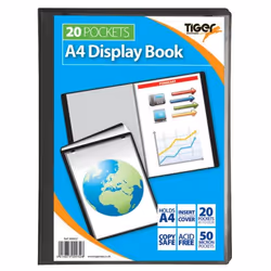 Tiger A4 Presentation Display Book 20 Pocket Black - 300932