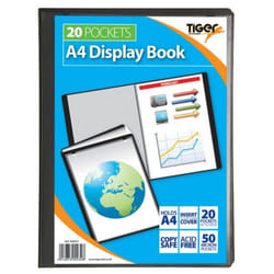 Tiger A4 Presentation Display Book 20 Pocket Black - 300932