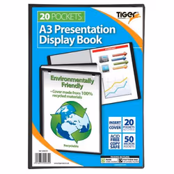 Tiger A3 Presentation Display Book 20 Pocket Black - 300934