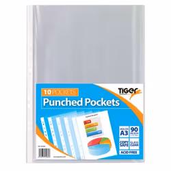 Tiger Multi Punched Pocket Polypropylene A3 45 Micron Top Opening Port