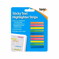 Text Highlighter Strips Flag Neon Page Marker by Tiger 200 Pack