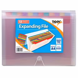 Tiger Rainbow Expanding File Polypropylene A4 13 Part Clear - 301799