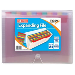 Tiger Rainbow Expanding File Polypropylene A4 13 Part Clear - 301799