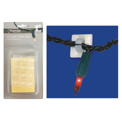 24 Mini Cable Clips Self Adhesive Christmas Light Hooks Clear Plastic
