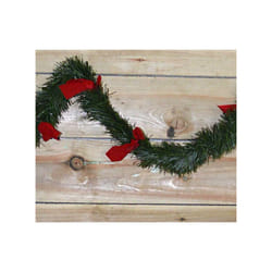 2.7m x 10cm Premier Christmas Green Tinsel with Red Bows Festive Decorative