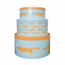Scion Mr Fox Blue Set of 3 Round Cake Tins