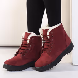 Winter Boots Ankle Botas Mujer Warm Plush Insole Shoes Woman - brown, 39