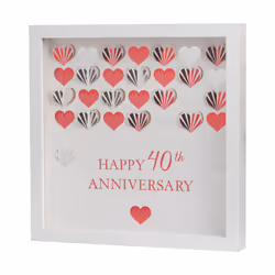 Celebrations White MDF Framed Wall Plaque - 40th Ruby Anniversary