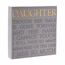 Memorial Square Plaque Daughter Remembrance Graveside Resin Ornament