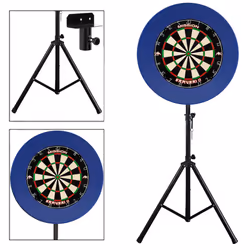 Darts Set with Stand - Mission Samurai 2 Dartboard + Blue Surround