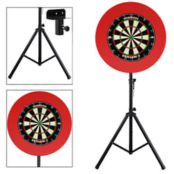 Darts Set with Stand - Mission Samurai 2 Dartboard + Red Surround