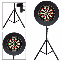 Darts Set with Stand - Mission Samurai 2 Dartboard + Black Surround