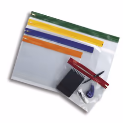 With tough plastic closure and metal 'zip-pull'. the S-type Zippa-Bag will find hundreds of uses in office. industr ...