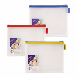 Snopake Mesh Zippa Bag EVA A5 300 Micron Assorted Colours (Pack 3) - 1