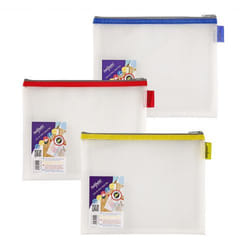 Snopake Mesh Zippa Bag EVA A5 300 Micron Assorted Colours (Pack 3) - 1