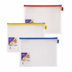 Snopake Mesh Zippa Bag EVA Foolscap 300 Micron Assorted Colours (Pack