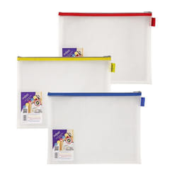 Snopake Mesh Zippa Bag EVA Foolscap 300 Micron Assorted Colours (Pack